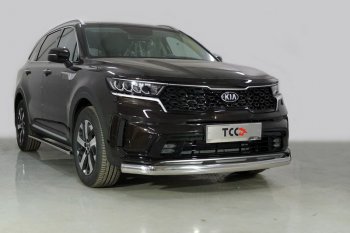 Защита переднего бампера нижняя овальная 75х42 мм ТСС Тюнинг KIA (КИА) Sorento (Соренто)  MQ4 (2020-2022) MQ4  (нержавейка)