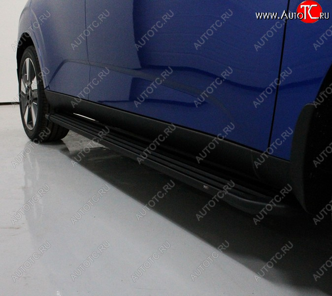 21 999 р. Пороги алюминиевые Slim Line ТСС Тюнинг  KIA Soul  SK3 (2018-2022) (Black)  с доставкой в г. Новочеркасск