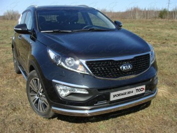 Защита переднего бампера нижняя овальная 75х42 мм ТСС Тюнинг KIA (КИА) Sportage (Спортаж)  3 SL (2014-2016) 3 SL рестайлинг  (нержавейка)