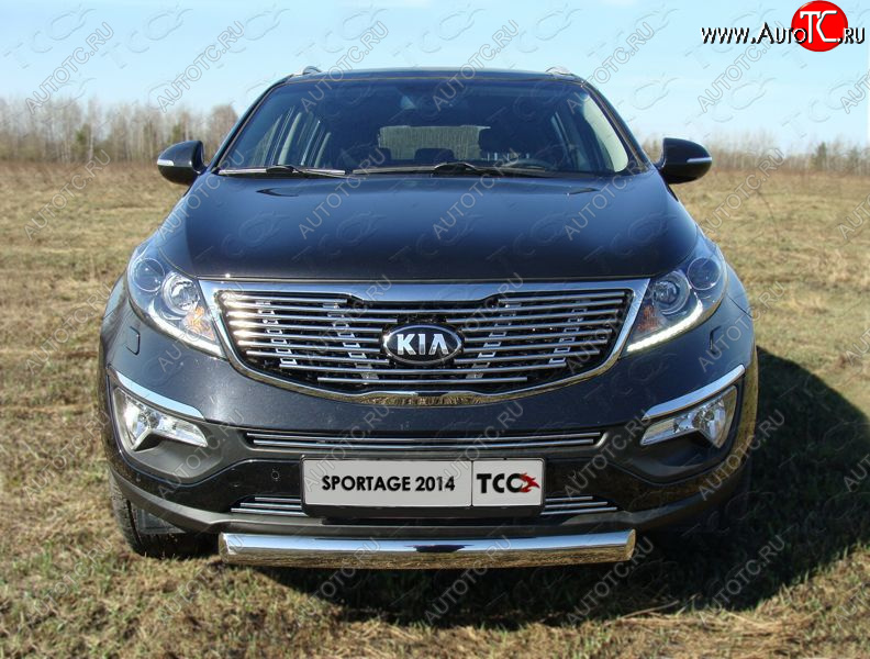 9 349 р. Верхняя декоративная вставка решетки радиатора ТСС Тюнинг  KIA Sportage  3 SL (2014-2016) рестайлинг (d 12 мм)  с доставкой в г. Новочеркасск