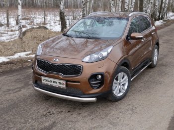 Защита переднего бампера нижняя овальная 75х42 мм ТСС Тюнинг KIA (КИА) Sportage (Спортаж)  4 QL (2016-2018) 4 QL дорестайлинг  (нержавейка)