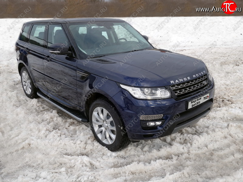 21 999 р. Пороги алюминиевые с пластиковой накладкой, ТСС Тюнинг  Land Rover Range Rover Sport  2 L494 (2013-2017) дорестайлинг (карбон серебро)  с доставкой в г. Новочеркасск