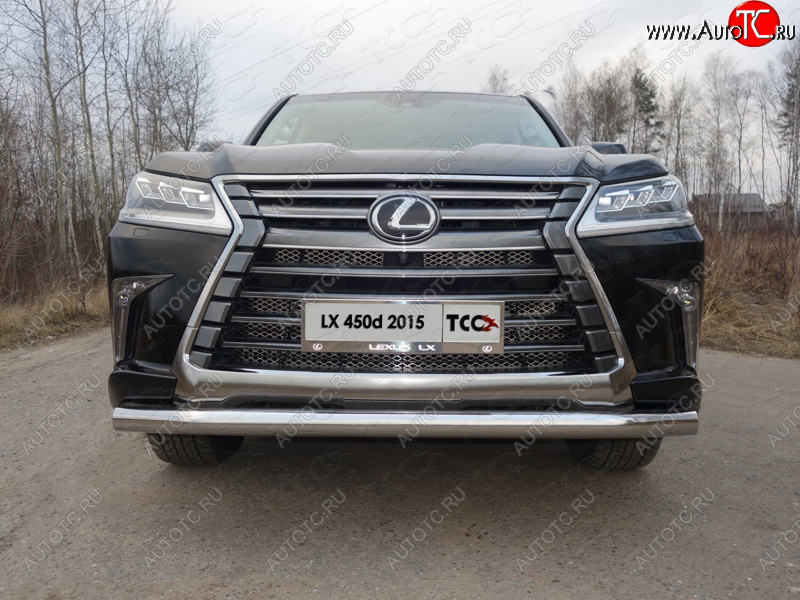 26 699 р. Защита переднего бампера нижняя 76,1 мм ТСС Тюнинг Lexus LX450d J200 2-ой рестайлинг (2015-2022) (нержавейка)  с доставкой в г. Новочеркасск