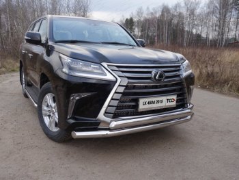 37 649 р. Защита передняя нижняя двойная 76,1*75 мм кроме F-Sport Тюнинг Lexus LX570 J200 2-ой рестайлинг (2015-2022) (нержавейка)  с доставкой в г. Новочеркасск. Увеличить фотографию 1