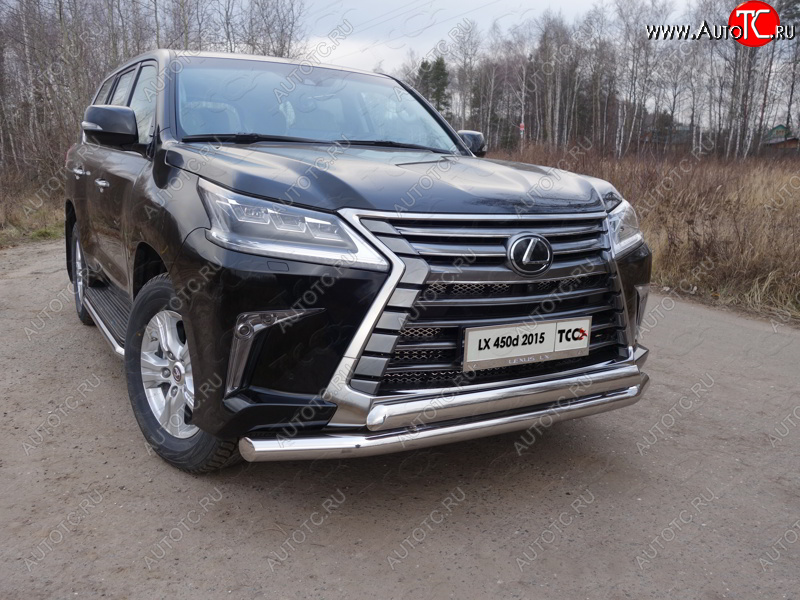 37 649 р. Защита передняя нижняя двойная 76,1*75 мм кроме F-Sport Тюнинг Lexus LX450d J200 2-ой рестайлинг (2015-2022) (нержавейка)  с доставкой в г. Новочеркасск