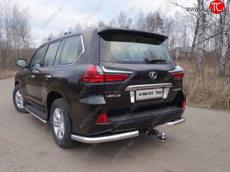 22 599 р. Защита задняя (уголки, нержавейка 76,1 мм) ТСС Тюнинг Lexus LX450d J200 2-ой рестайлинг (2015-2022)  с доставкой в г. Новочеркасск