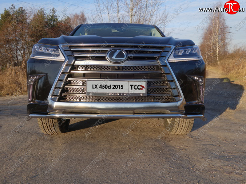 23 999 р. Защита переднего бампера нижняя d42,4 мм ТСС Тюнинг Lexus LX570 J200 2-ой рестайлинг (2015-2022) (нержавейка)  с доставкой в г. Новочеркасск