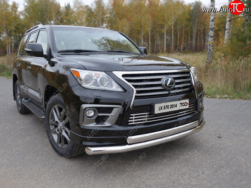 37 649 р. Защита передняя нижняя двойная 76,1*75 мм Sport Тюнинг Lexus LX570 J200 1-ый рестайлинг (2012-2015) (нержавейка)  с доставкой в г. Новочеркасск