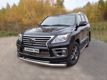 26 699 р. Защита переднего бампера нижняя 76,1 мм ТСС Тюнинг Lexus LX570 J200 1-ый рестайлинг (2012-2015) (нержавейка)  с доставкой в г. Новочеркасск. Увеличить фотографию 1