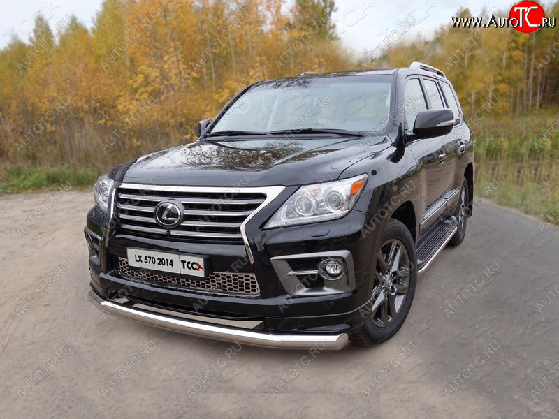 26 699 р. Защита переднего бампера нижняя 76,1 мм ТСС Тюнинг Lexus LX570 J200 1-ый рестайлинг (2012-2015) (нержавейка)  с доставкой в г. Новочеркасск