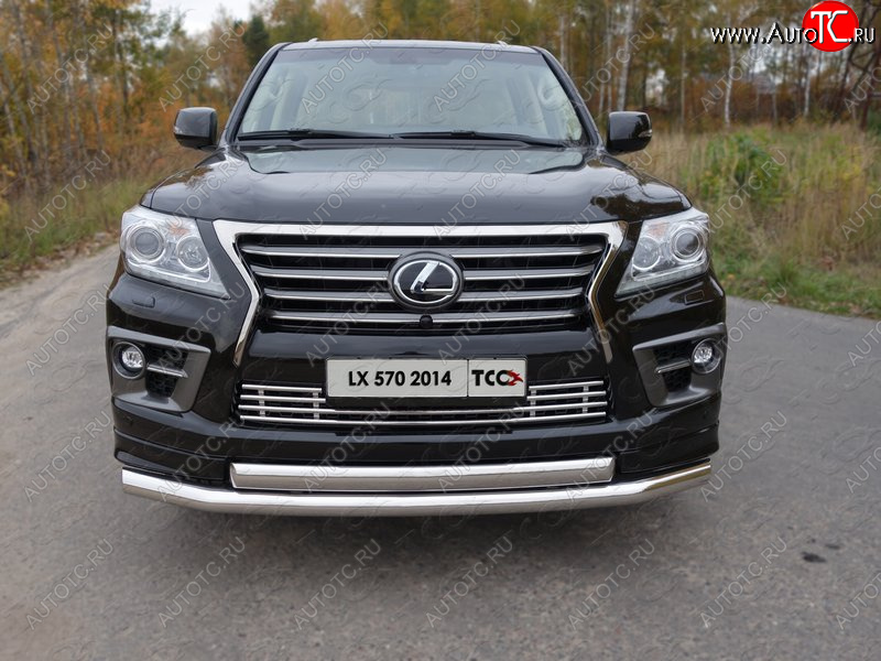 12 299 р. Декоративная вставка переднего бампера (F-Sport) ТСС Тюнинг Lexus LX570 J200 1-ый рестайлинг (2012-2015) (d 16 мм)  с доставкой в г. Новочеркасск