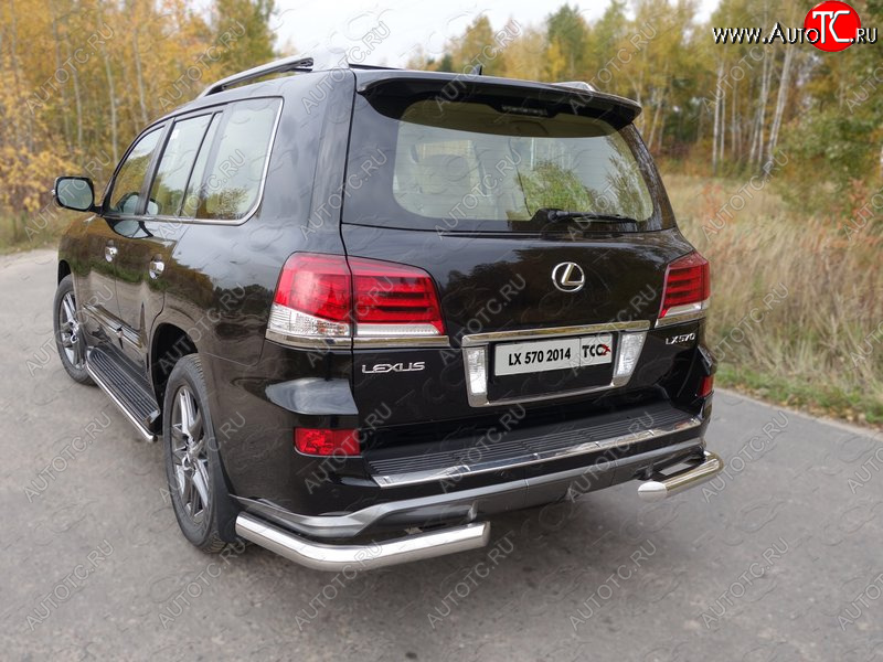 26 699 р. Защита задняя (уголки, нержавейка 76,1 мм) ТСС Тюнинг Lexus LX570 J200 1-ый рестайлинг (2012-2015)  с доставкой в г. Новочеркасск