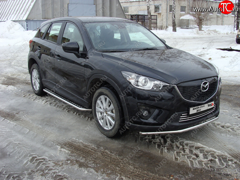 14 999 р. Защита переднего бампера нижняя d42,4 мм ТСС Тюнинг Mazda CX-5 KE дорестайлинг (2011-2014) (нержавейка)  с доставкой в г. Новочеркасск