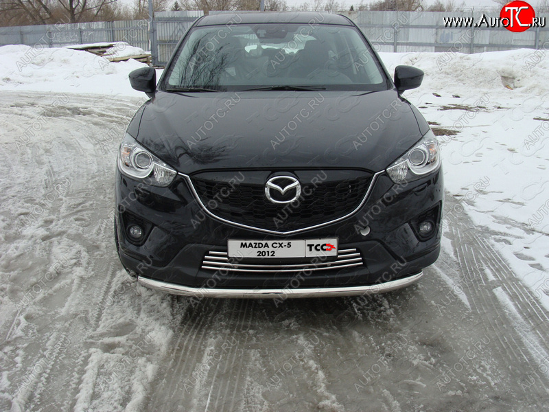 17 999 р. Защита переднего бампера нижняя d60,3 мм ТСС Тюнинг Mazda CX-5 KE дорестайлинг (2011-2014) (нержавейка)  с доставкой в г. Новочеркасск