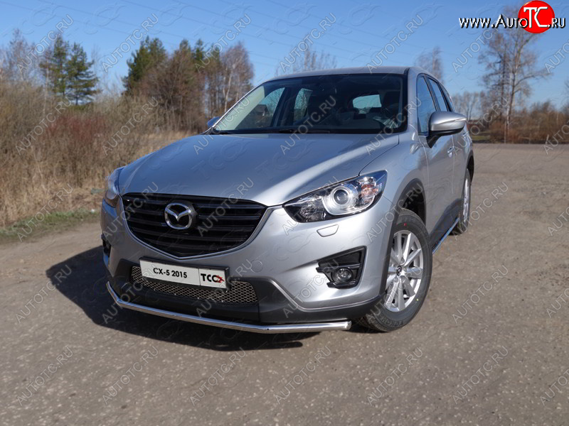 14 999 р. Защита переднего бампера нижняя d42,4 мм ТСС Тюнинг  Mazda CX-5  KE (2015-2017) рестайлинг (нержавейка)  с доставкой в г. Новочеркасск