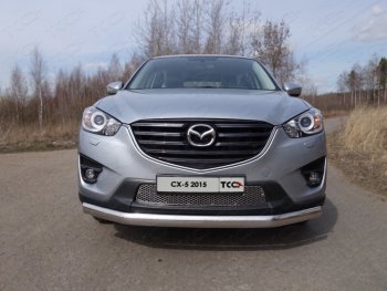 24 099 р. Защита переднего бампера нижняя овальная 75*42 мм ТСС Тюнинг Mazda CX-5 KE рестайлинг (2015-2017) (нержавейка)  с доставкой в г. Новочеркасск. Увеличить фотографию 1