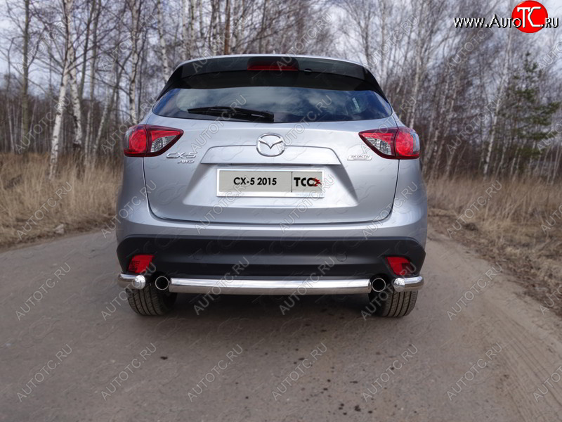 12 999 р. Защита заднего бампера (овальная короткая, d75х42 мм) TCC  Mazda CX-5  KE (2015-2017) рестайлинг  с доставкой в г. Новочеркасск