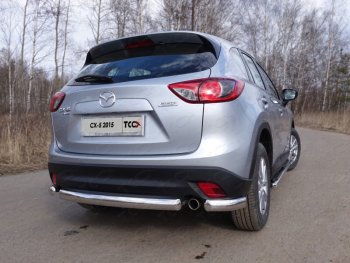 9 549 р. Защита заднего бампера (уголки, d75х42 мм) TCC  Mazda CX-5  KE (2015-2017) рестайлинг  с доставкой в г. Новочеркасск. Увеличить фотографию 1