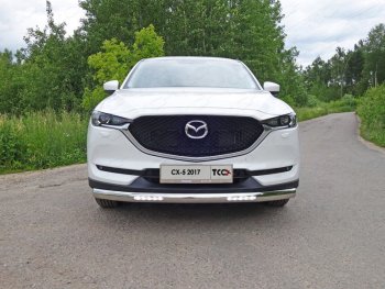 43 999 р. Защита передняя нижняя овальная с ДХО 75х42 мм ТСС Тюнинг Mazda CX-5 KF (2016-2024) (нержавейка)  с доставкой в г. Новочеркасск. Увеличить фотографию 1