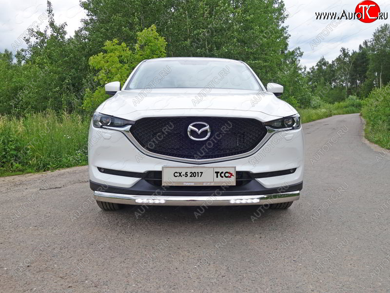 43 999 р. Защита передняя нижняя овальная с ДХО 75х42 мм ТСС Тюнинг Mazda CX-5 KF (2016-2024) (нержавейка)  с доставкой в г. Новочеркасск