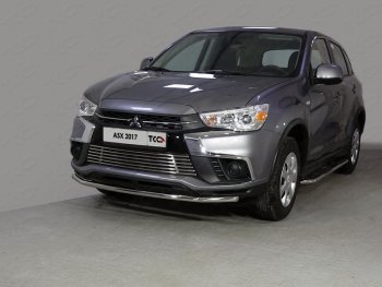 16 549 р. Защита переднего бампера нижняя d42,4 мм ТСС Тюнинг  Mitsubishi ASX (2017-2020) 2-ой рестайлинг (нержавейка)  с доставкой в г. Новочеркасск. Увеличить фотографию 1