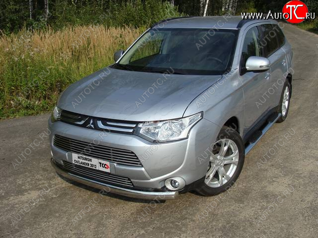 21 899 р. Защита переднего бампера нижняя овальная 75*42 мм ТСС Тюнинг  Mitsubishi Outlander  GF (2012-2014) дорестайлинг (нержавейка)  с доставкой в г. Новочеркасск