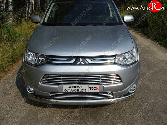 7 699 р. Верхняя декоративная вставка решетки радиатора ТСС Тюнинг  Mitsubishi Outlander  GF (2012-2014) дорестайлинг (d 12 мм)  с доставкой в г. Новочеркасск