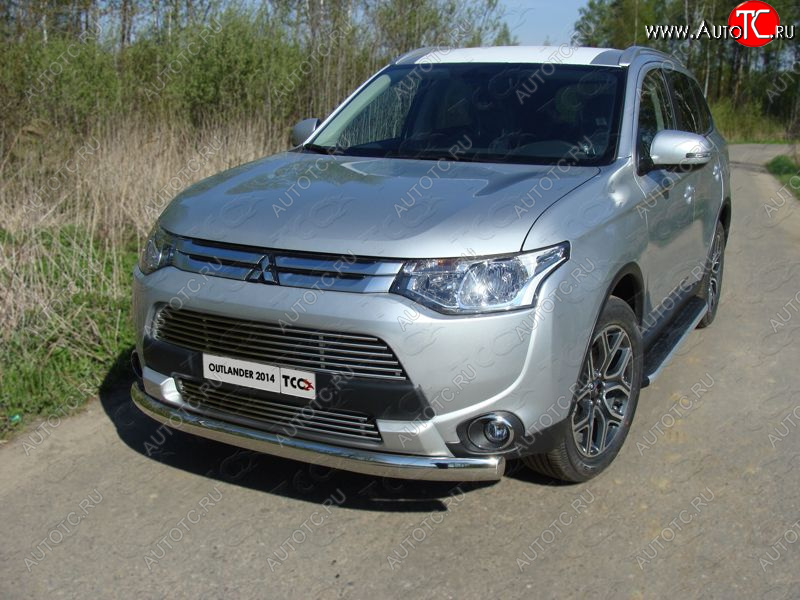 21 899 р. Защита переднего бампера нижняя овальная 75*42 мм ТСС Тюнинг  Mitsubishi Outlander  GF (2014-2016) 1-ый рестайлинг (нержавейка)  с доставкой в г. Новочеркасск