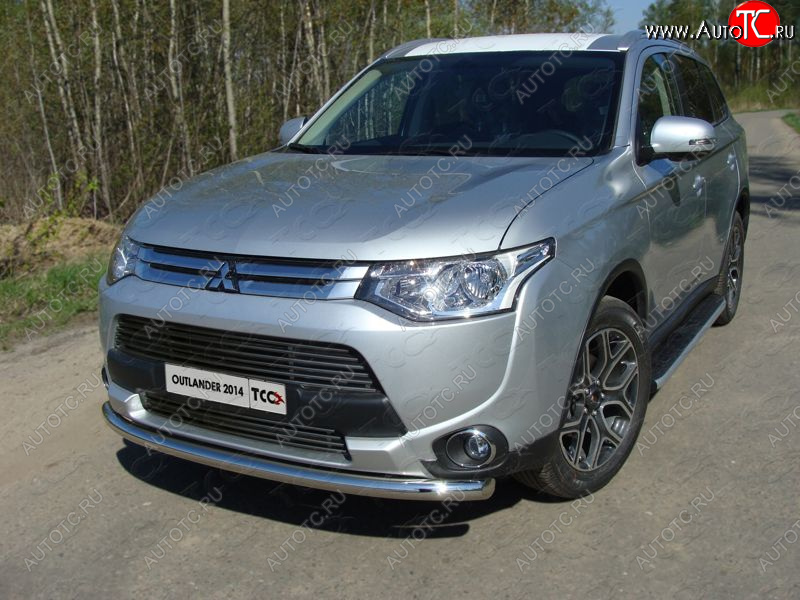 7 699 р. Верхняя декоративная вставка решетки радиатора ТСС Тюнинг  Mitsubishi Outlander  GF (2014-2016) 1-ый рестайлинг (d 12 мм)  с доставкой в г. Новочеркасск