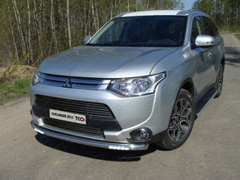 Защита переднего бампера нижняя с ходовыми огнями 60,3 мм ТСС Тюнинг Mitsubishi (Митсубиси) Outlander (Аутлэндэр)  GF (2014-2016) GF 1-ый рестайлинг  (нержавейка)