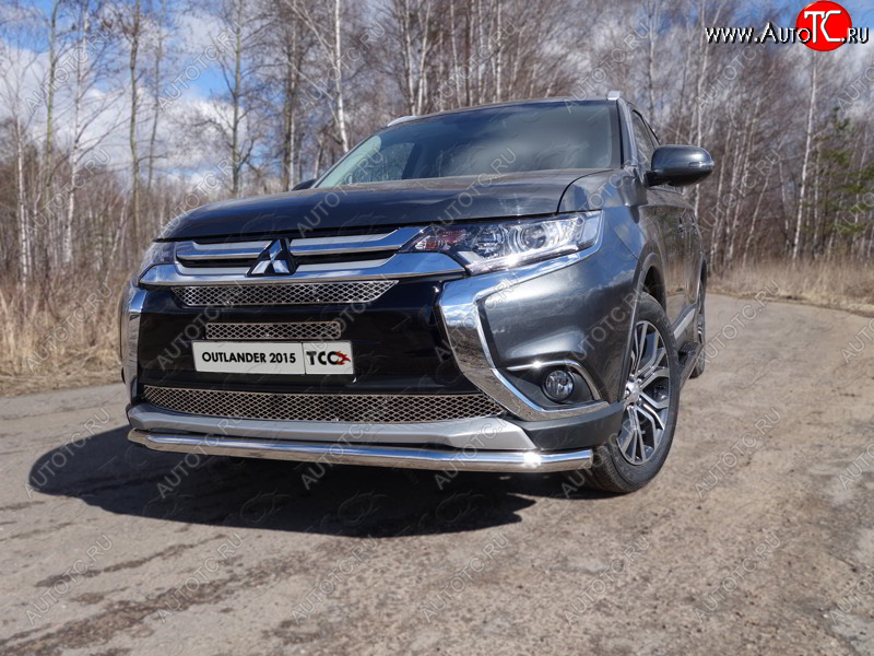 22 599 р.  Защита передняя нижняя длинная 60,3 мм ТСС Тюнинг  Mitsubishi Outlander  GF (2015-2018) 2-ой рестайлинг (нержавейка)  с доставкой в г. Новочеркасск