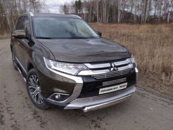 20 699 р. Защита переднего бампера нижняя овальная 75*42 мм ТСС Тюнинг  Mitsubishi Outlander  GF (2015-2018) 2-ой рестайлинг (нержавейка)  с доставкой в г. Новочеркасск. Увеличить фотографию 1