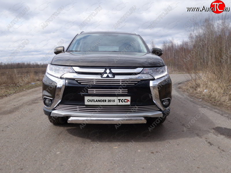 7 699 р. Верхняя декоративная вставка решетки радиатора ТСС Тюнинг  Mitsubishi Outlander  GF (2015-2018) 2-ой рестайлинг (d 12 мм)  с доставкой в г. Новочеркасск