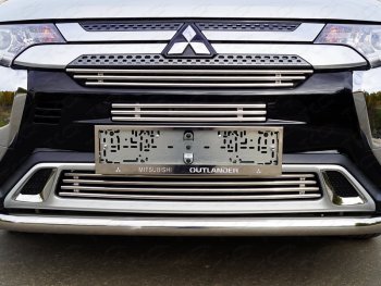 Верхняя декоративная вставка решетки радиатора ТСС Тюнинг Mitsubishi (Митсубиси) Outlander (Аутлэндэр)  GF (2018-2022) GF 3-ий рестайлинг ()