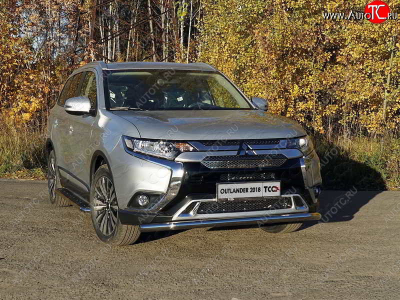 18 699 р. Защита переднего бампера нижняя d60,3 мм ТСС Тюнинг  Mitsubishi Outlander  GF (2018-2022) 3-ий рестайлинг (нержавейка)  с доставкой в г. Новочеркасск