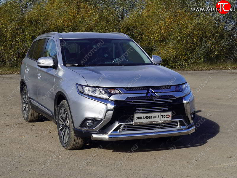 23 599 р. Защита переднего бампера нижняя овальная 75*42 мм ТСС Тюнинг  Mitsubishi Outlander  GF (2018-2022) 3-ий рестайлинг (нержавейка)  с доставкой в г. Новочеркасск