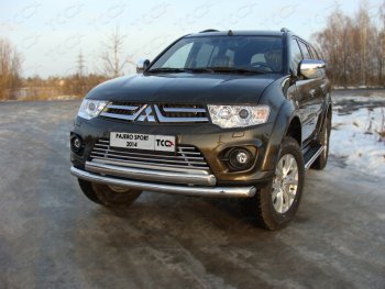 Защита передняя нижняя двойная 76,1*75 мм ТСС Тюнинг Mitsubishi Pajero Sport PB рестайлинг (2013-2017) ()