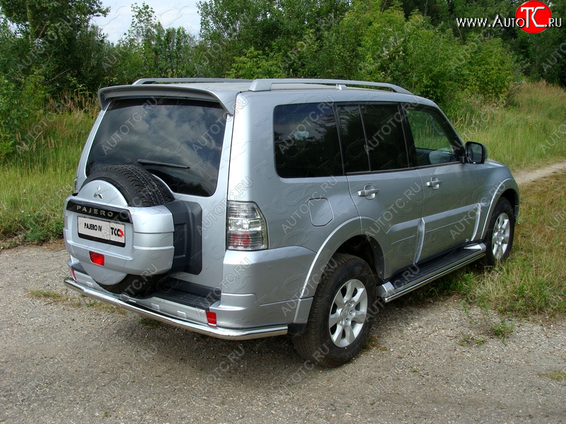 22 999 р. Защита задняя (центральная нержавейка 60,3 мм) ТСС Тюнинг Mitsubishi Pajero 4 V80 3 дв. 1-ый рестайлинг (2011-2014)  с доставкой в г. Новочеркасск