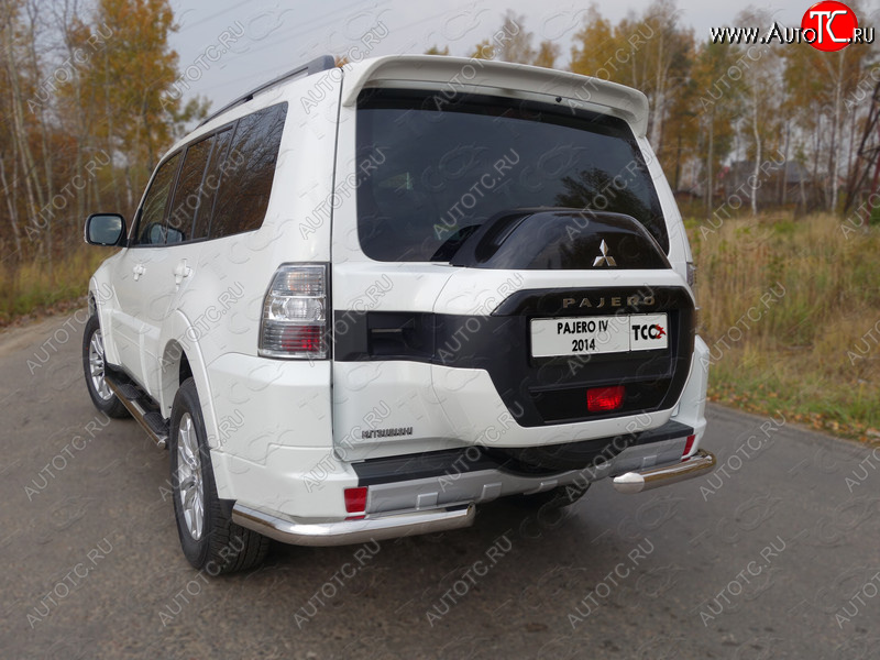 22 999 р. Защита задняя (уголки, нержавейка 76,1 мм) ТСС Тюнинг  Mitsubishi Pajero  4 V90 (2014-2020) 2-ой рестайлинг  с доставкой в г. Новочеркасск