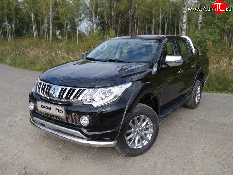 19 549 р. Защита переднего бампера нижняя d76,1 мм ТСС Тюнинг Mitsubishi L200 5 KK,KL дорестайлинг (2015-2019) (нержавейка)  с доставкой в г. Новочеркасск