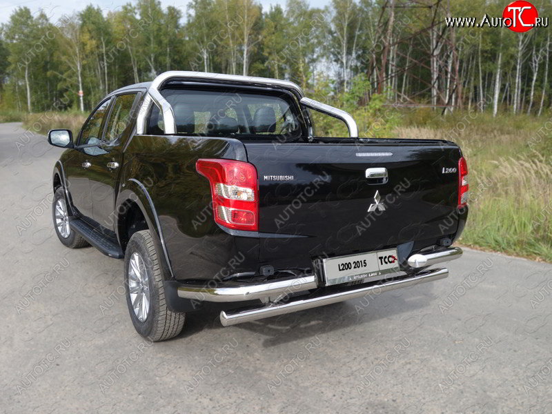 27 999 р. Защита задняя (уголки, нержавейка 76,1 мм) ТСС Тюнинг  Mitsubishi Pajero Sport  PB (2013-2017) рестайлинг  с доставкой в г. Новочеркасск