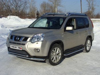 Защита переднего бампера нижняя d60,3*42,4 мм ТСС Тюнинг Nissan X-trail 2 T31 рестайлинг (2010-2015)  (нержавейка)