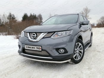 Защита переднего бампера нижняя 42,4 мм ТСС Тюнинг Nissan X-trail 3 T32 дорестайлинг (2013-2018)  (нержавейка)