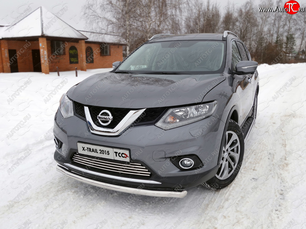 14 999 р. Защита передняя нижняя короткая 60,3 мм ТСС Тюнинг Nissan X-trail 3 T32 дорестайлинг (2013-2018) (нержавейка)  с доставкой в г. Новочеркасск