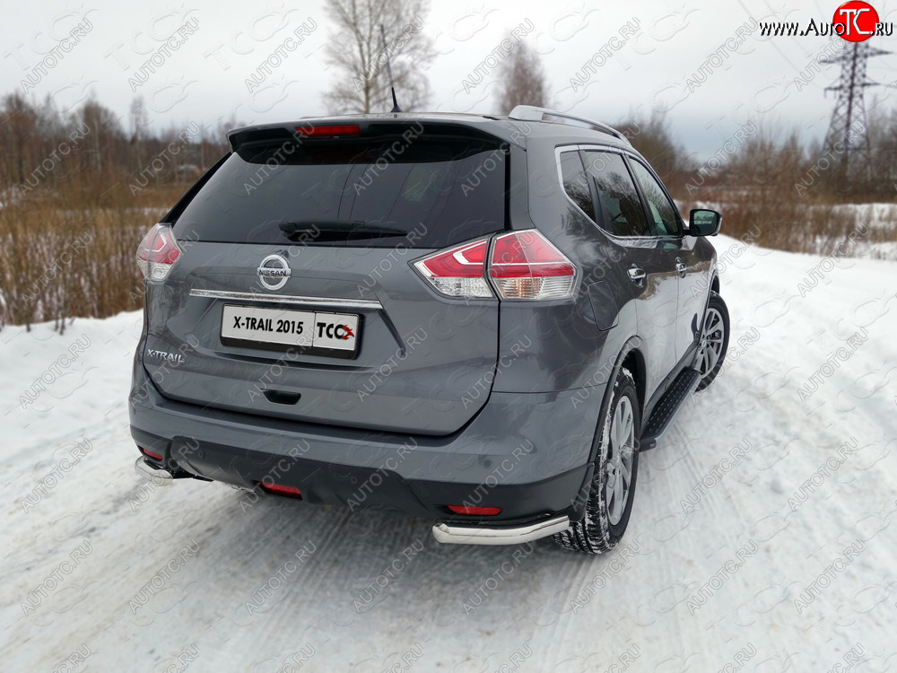 18 699 р. Защита заднего бампера (уголки, d60,3 мм) TCC  Nissan X-trail  3 T32 (2013-2018) дорестайлинг  с доставкой в г. Новочеркасск