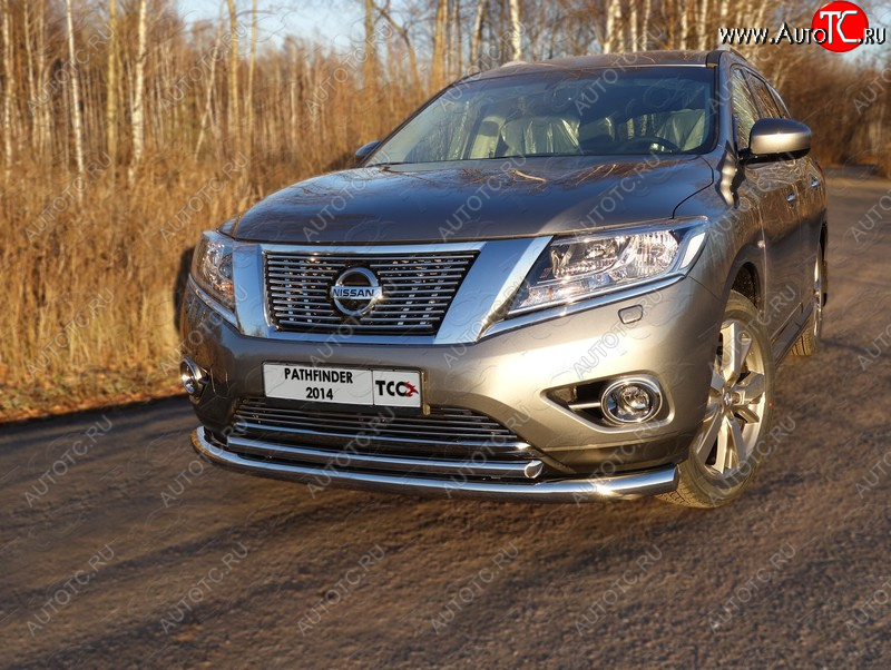 30 999 р.  Защита передняя нижняя двойная 76,1*50,8 мм Тюнинг  Nissan Pathfinder  R52 (2012-2017) дорестайлинг (нержавейка)  с доставкой в г. Новочеркасск