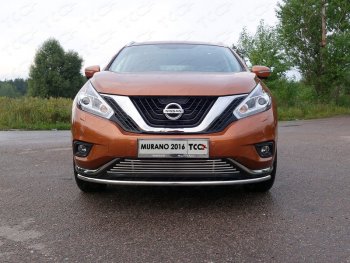 17 649 р. Защита переднего бампера нижняя d42,4 мм ТСС Тюнинг Nissan Murano 3 Z52 дорестайлинг (2015-2022) (нержавейка)  с доставкой в г. Новочеркасск. Увеличить фотографию 1