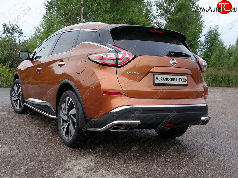 14 999 р. Защита заднего бампера (уголки, d42,4 мм) TCC Nissan Murano 3 Z52 дорестайлинг (2015-2022)  с доставкой в г. Новочеркасск