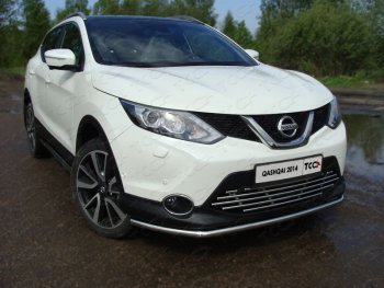 Защита переднего бампера нижняя 42,4 мм ТСС Тюнинг Nissan Qashqai 2 J11 дорестайлинг (2013-2019)  (нержавейка)