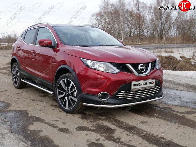 16 549 р. Защита переднего бампера нижняя 42,4 мм ТСС Тюнинг Nissan Qashqai 2 J11 дорестайлинг (2013-2019) (нержавейка)  с доставкой в г. Новочеркасск